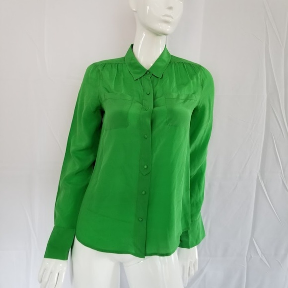 J. Crew Tops - J. Crew Silk Blouse Utility Top Long Sleeve Sz S